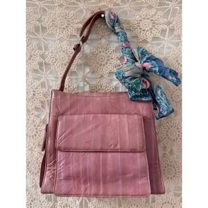 Vintage 70's Blush Pink Eel Skin Shoulder‎ Bag Cottagecore